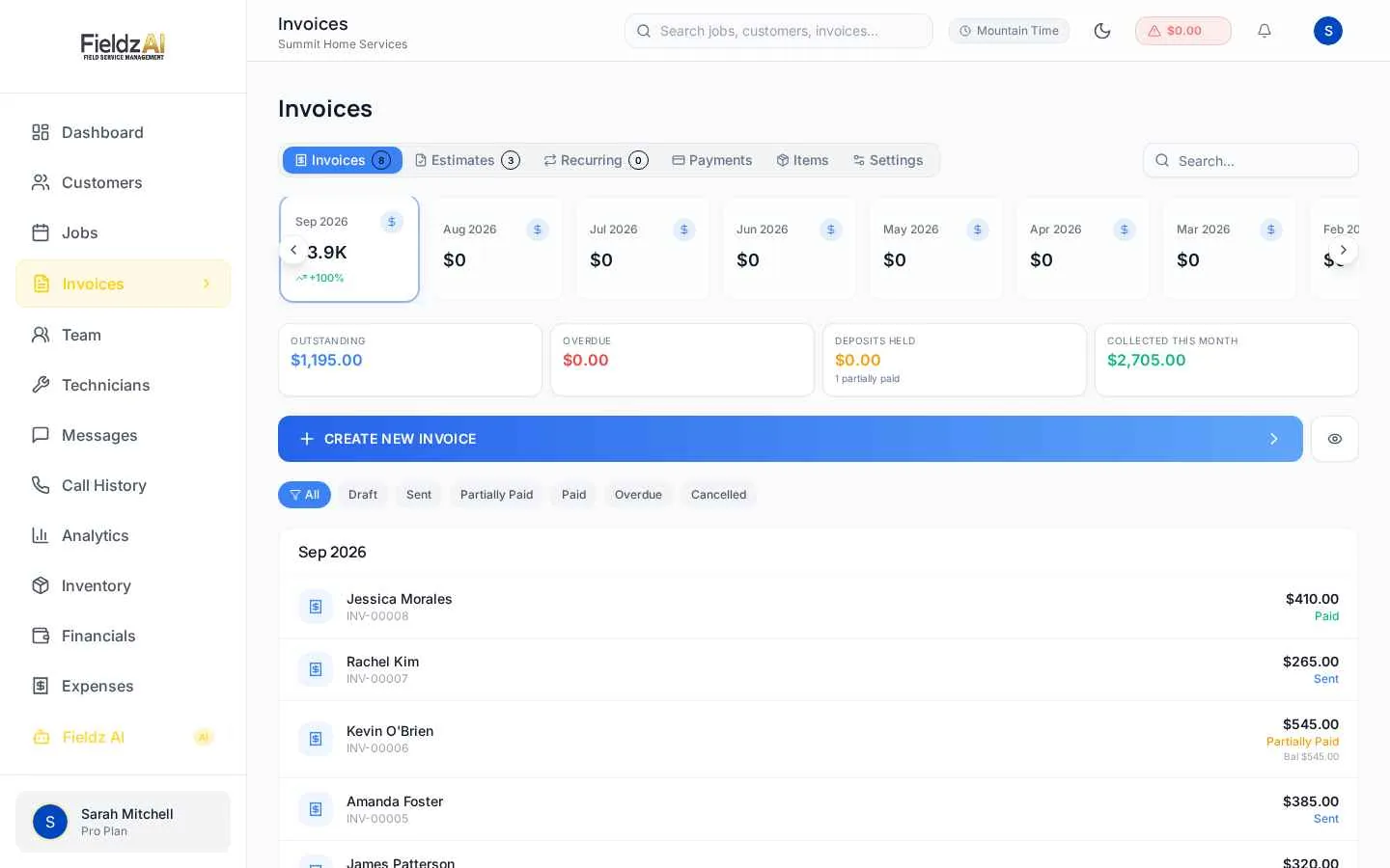 Fieldz AI estimate and invoice builder