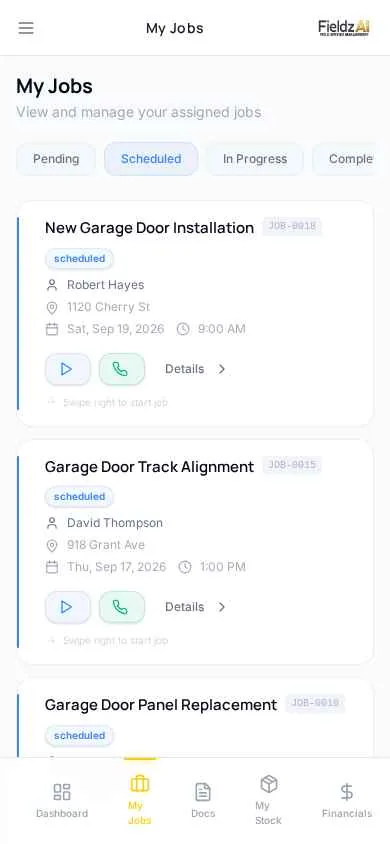 Electrician creating an estimate in the Fieldz AI technician app